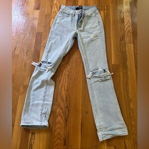 BDG Faded Blue Boot Cut Jeans with Rips